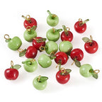 Craftdady Fruit Dangle Charms Pendants Cute Resin Food Pendants Apple Orange Pineapple Strawberry Pendants Lovely Vegetable Mushroom Charms for DIY Craft Earring Bracelet Necklace Jewelry Making - color: Red & Green, Apple