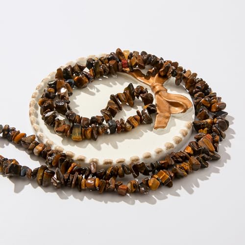 Natural Chip Stone Beads About 200pcs Tiger Eye Stones 5-8mm Irregular Gemstone Healing Crystal Loose Rocks for Bracelet Necklace Earrings Jewelry Making(Tiger's-Eye) - color: tiger's-eye