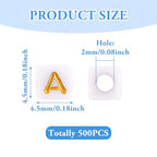 FASHEWELRY 500Pcs White Golden Letter Beads 4.5mm Square Alphabet Beads Acrylic Cube Letter A Beads for Friendship Bracelet Necklace Keychains Jewelry Making - color: Letter A