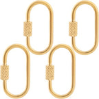4 Pcs Locking Carabiner Small, Oval Jewelry Carabiner, Silver Carabiner Clasp, Metal Carabiner Necklace for DIY Necklace Bracelets Jewelry Making Hook (Gold) - color: 4 Pcs-Gold, Style1