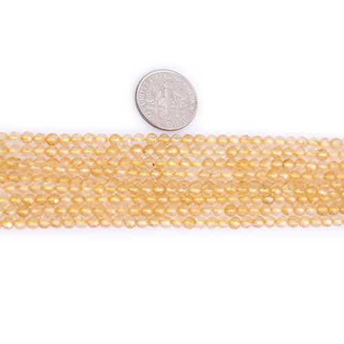 GEM-Inside 3mm Natural Stone Yellow Citrine Quartz Faceted Round Spacer Small Beads for Jewelry Making 15" - color: Yellow Citrine, size: 3mm