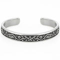 Stainless Steel Cuff Bracelet,Retro Gothic Punk Biker Cool Open Adjustable Cuff Bangle Bracelets Jewelry for Men Silver - style: Retro Flowers