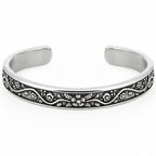 Stainless Steel Cuff Bracelet,Retro Gothic Punk Biker Cool Open Adjustable Cuff Bangle Bracelets Jewelry for Men Silver - style: Retro Flowers