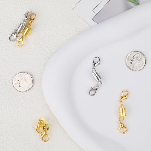 Magnetic Necklace Clasp and Closures with Double Lobster Clasp, 14K Gold and Silver Necklace Extenders for Women Jewelry Magnetic Clasps for Necklaces, Bracelet Necklace Extender(12PCS) - color: 12Pcs Gold and Silver