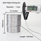 LUSTEMBER 330 Feet Satin Nylon String, 1 mm Silky Smooth Durable Nylon Cord for Jewelry Making, Bracelets, Beading, Necklaces, Macrame, Kumihimo, Rattail, and Chinese Knot Craft - size: Silver