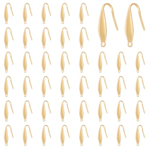 UNICRAFTALE 50pcs Real 18K Gold Plated Earring Hooks Stainless Steel Earring Hooks with Loop Metal Ear Wires Wide French Earrings Hooks for DIY Drop Jewelry Making Supplies 20.5x4.5mm - size: 20.5mm Long