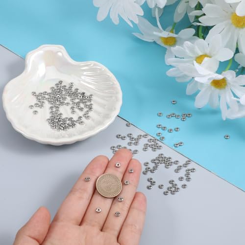 200 Pcs Stainless Steel Spacers Beads 4mm Round Bead Spacers 1.2mm Hole Metal Smooth Bead Finding for DIY Beading Jewelry Making