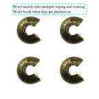 Crimp Bead Knot Covers 5mm Outer Dia Half Round Open Form a Ball Easy to Position Two Sides Keep Flush Close Neatly Evenly Stop Wire Wear No Irritate for Jewelry Craft Bronze Copper 100pcs - size: 5mm-Bronze-100Pcs