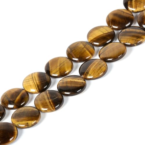 Natural Yellow Tiger Eye 20mm Coin Disc Loose Beads 16 Inch for DIY Jewelry Making Beads - color: Yellow Tiger Eye