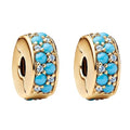 Clip Stopper Spacer Charms for Bracelets Necklaces, Compatible with Pandora,Jewery Mking DIY - style: Turquoise Clip