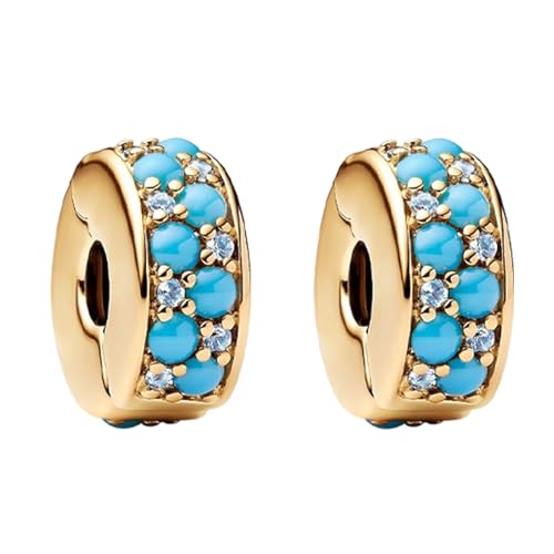 Clip Stopper Spacer Charms for Bracelets Necklaces, Compatible with Pandora,Jewery Mking DIY - style: Turquoise Clip