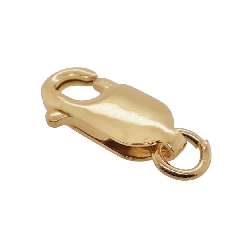 13.6MM 14K Solid Yellow Gold Oval Lobster Clasp with Ring 16.8MM Overall Length Made in Italy by CRAFT WIRE - size: 16.8MM