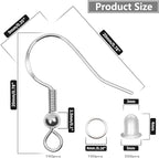 Hypoallergenic Earring Hooks 500 PCS/75 Pairs, Earring Making kit,Ear Wires Fish Hooks with Jump Rings and Clear Silicone Backs Stoppers - color: Gold, size: 500pcs