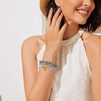 RISHEGAE Heishi Beaded Stretch Bracelets for Women Stackable Polymer Clay Beads Bracelets Friendship Boho Summer Beach Bracelet Jewelry Set - color: E-Gray Heart