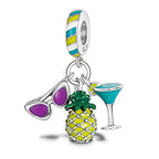 MULA 925 Sterling Silver Charms for Bracelets and Necklaces Lipstick and Bag Dangle Pendants Tower Camera Beads Jewelry Charms for Women - color: Sunglasses and Pineapple