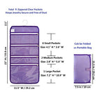 Travel Foldable Jewelry Rolls Bag Hanging Jewelry Organizer with 9 Zippered Clear Pockets Storage Pouch with Rotatable Hanger (PURPLE) - color: PURPLE