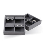 Dark Blue Jewelry Display Tray Ring Necklace Earring Bangle Organizer Multifunctional Storage Case for Jewelry Showcase (Small 4 Grids Earrings Tray) - color: 05-Earring Tray