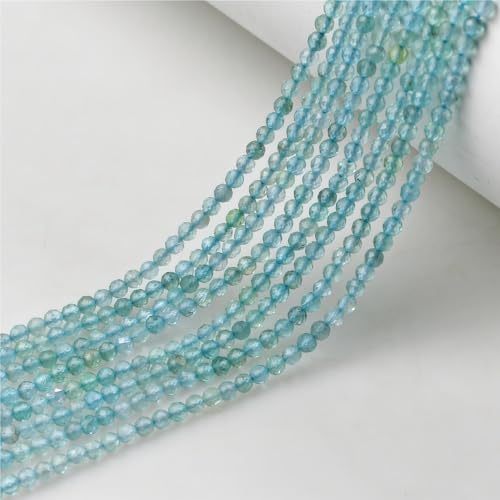 MJDCB 3mm Faceted Natural Apatite Round Loose Beads for Jewelry Making DIY Bracelet Necklace - color: Apatite