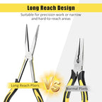 Premium Long Needle Nose Pliers-11’’, Paper Clamp Precision, High Carbon Steel, Soft Grip with Wire Cutter, Long Nose Cutting Pliers for Home, Fishing, Jewelry, Crafts,2pcs - style: Two-11in