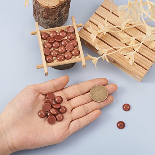 Crafans 50Pcs 12mm Round Gemstone Cabochons, Half Round Synthetic Goldstone Cabochons Dome Gemstone Beads No Hole Healing Power Stone Flat Back Chakra Crystal Beads for Jewelry Making - color: Goldstone, size: 12mm