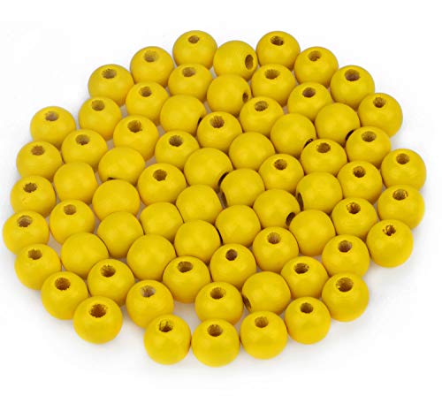 AD Beads Wood Spacer Loose Wooden Craft Beads Big Hole Beads Assorted for Necklace Bracelet Craft Making Decoration(10x12mm 100pcs, Yellow) - color: Yellow, size: 10x12mm 100pcs