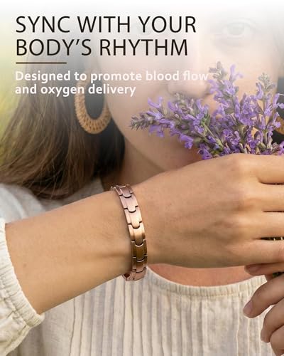 Jecanori Pure Copper Bracelet for Women,Copper Magnetic Bracelet With 3500 Gauss Magnets, Adjustable Jewelry Gift with Sizing Tool - color: Copper-Classic