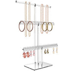lengnoyp Premium Jewelry Stand, Earring Holder, Necklace Holder Stand, Clear 3-Tier Acrylic Large Storage Jewelry Organizer Stand & Bracelet/Bangles Stand, 48 Earring Holes Display Stands - size: 3-tier
