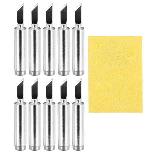 MECCANIXITY Pack of 10 900M Solder Tips Internally Heated Soldering Tips with Cleaning Sponge Pad Replacement Welding Accessories Kit for Electrical Solder Station Tip (900M-T-1.3SK) - style: 900M-T-1.3SK