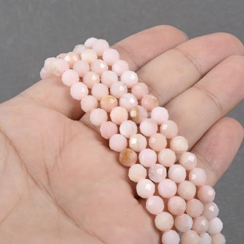 6mm Peruvian Pink Opal Faceted Gemstone Round Loose Beads Strand 15.5-16" DIY Jewelry Making - color: Peruvian Pink Opal