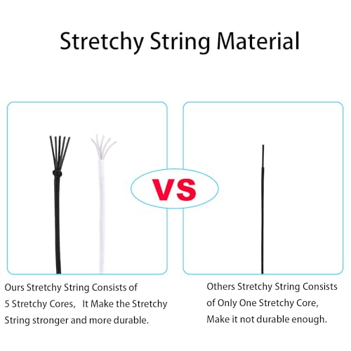 Stretchy String for Bracelets, 2 Rolls 0.8mm,1 mm,1.5mm,330 Feet Sturdy Elastic String for Jewelry Making, Necklaces, Beading and Crafts (White Black (1.5mm)) - size: White Black (1.5mm)