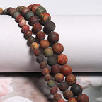 60pcs Natural Matte Picasso Jasper Gemstone Beads，6mm Frosted Round Loose Stone Beads for Jewelry Making Earring Bracelet Necklace DIY Crafts - color: Picasso Jasper, size: 6mm