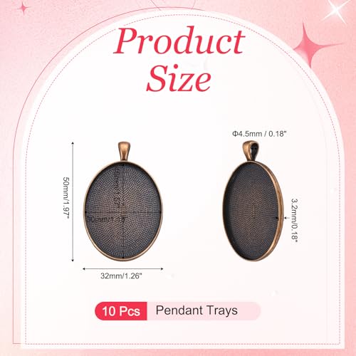 PATIKIL Pendant Trays for Jewelry Making, Blank Pendants Zinc Alloy Oval Bezel Settings Flat Base for Necklace Bracelet Charm - color: Copper Tone