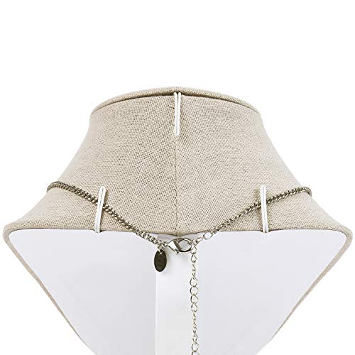 MOOCA Linen Covered Wood Jewelry Display Necklace Chain Jewelry Bust Stand, Necklace Display Mannequin Bust, 8 7/8" in Height, Tan Linen - color: Tan Linen