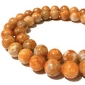 ABCGEMS Madagascan Marigold Sunstone Beads AKA Aventurine Feldspar (Reminiscent of the Glowing Sunset) Smooth Round 10mm - color: Marigold Sunstone (From Madagascar)