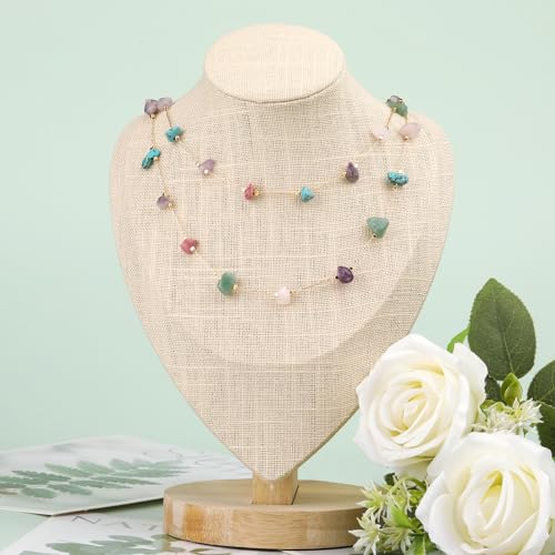 KYUNHOO 16.4FT Colorful Natural Stone Chain Links Gold Plated Brass Chain for Necklace Thin Paperclip Chain Roll with Lobster Clasps Jump Rings Jewelry Making Supplies - color: Natural Stone-Colorful