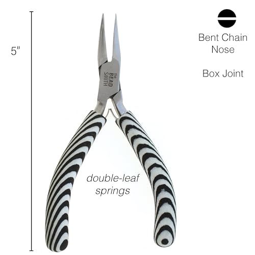 The Beadsmith Bent Chain Nose Pliers – Zebra Print Line – 5 inches (127 mm) – Comfortable Handle with Double Leaf Springs – Jewelry Making Tool for Creating Bracelets, Earrings and Necklaces - size: bent chain nose - 5"