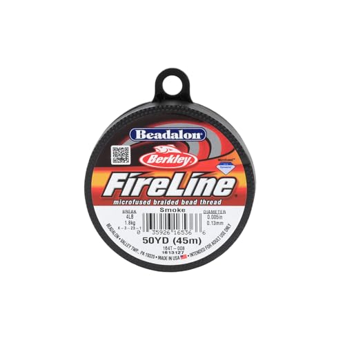 Beadalon FireLine Beading Thread by Berkley, 0.005", Break Strength 4 lb, Smoke, 50 yd - color: Smoke, style: 4 Lb / 50 Yd