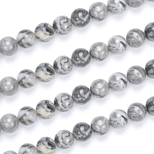90pcs Adabele Natural Landscape Jasper Healing Gemstone 4mm (0.16 inch) Small Round Beads Gem Stone Spacer for Craft Jewelry Making GF19-4 - color: Landscape Jasper, size: 4mm (90pcs/1 Strand)