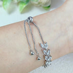 3PCS Tennis Bracelets for Women Set - Stackable Gold & Silver Plated Brass - Round & Marquise Cubic Zirconia - Adjustable & Foldover Clasp - Elegant Jewelry Gift for Her, Mom, Wife, Girlfriend - color: Silver - 3PCS Bracelet Set