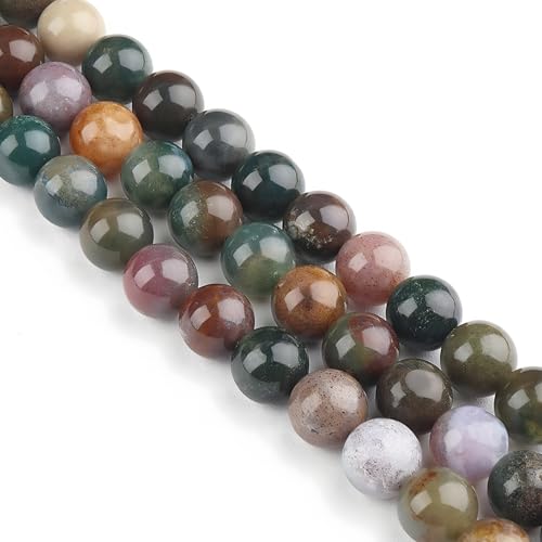 HAAMIIQII 6mm Natural Indian Agate Beads Round Gemstone Loose Beads for Jewelry Making 2 Strands (120-130pcs) - color: Indian Agate, size: 6mm (120-130pcs)