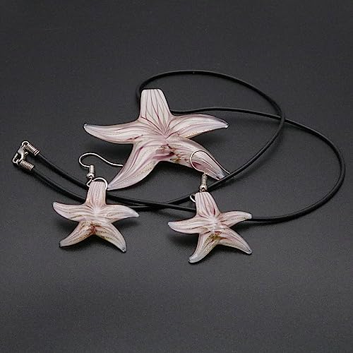Glass Water Drop Shape Glaze Spiral Dangle Earrings Lampwork Handmade Glass Bead Geometric Earrings for Women Jewelry - color: Starfish