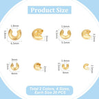 UNICRAFTALE 160Pcs 2 Colors 4 Sizes Stainless Steel Crimp Beads Covers Metal Half Round Spacer Beads Small Crimp Beads DIY Bracelet Crimping Beads for Jewelry Making - size: 3-6.5mm