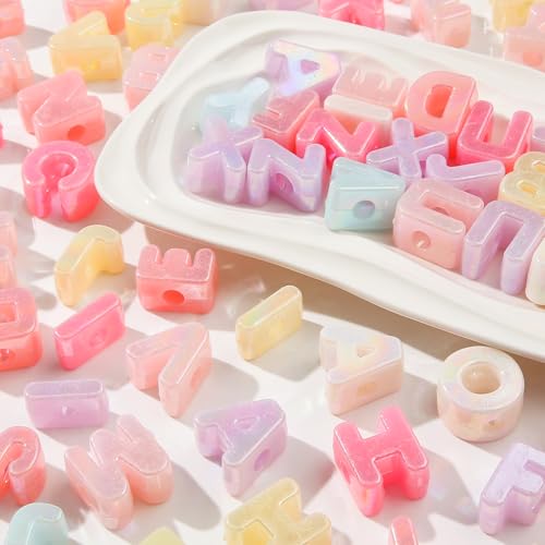 500Gram/160pcs Large Letter Beads Big Chunky Letter Bead A-Z Acrylic Alphabet Bubble Beads for Paracord Bead Bag Charm Keychains Crafts Education Leaning (ab Pink)