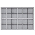 Juvale Velvet Jewelry Organizer Tray - Earring Tray Insert with 24 Compartments - Stackable Jewelry Drawer Organizer - Includes Bracelet Holder Slots - Gray, 14 x 10 in - size: 24 Grids