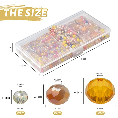 Wholesale 4/6/8mm Crystal Rondelle Beads for Jewelry Making Findings Include Plastic Storage Box,Faceted Glass Beads,Spacer Beads for Bracelets Earrings - color: Golden
