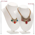 Polmart Modern Necklace Display Bust (White Leatherette, 11 ½”H) - color: White Leatherette, size: 11 ½”H