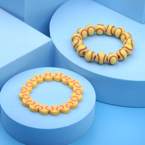 BBita 1600PCS Softball Sports Ball Polymer Clay Beads Charms for Friendship Bracelets Making Kit Cute Fun Beads DIY Arts Crafts Birthday Gifts for Kids Girls Softball Bead - color: A6#style 2