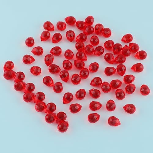 100pcs Ruby Red Faceted Crystal Glass Beads 8x10mm, Shiny Teardrop Glass Beads for Jewelry Making, Crystal Beads for Bracelet Necklace Earring DIY Craft - color: Ruby Red