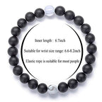 Hamoery Men Women 8mm Tiger Eye Stone Beads Bracelet Elastic Natural Stone Yoga Bracelet Bangle - color: Black Matte Agate-21003