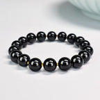 Gemstone Beaded Necklace for Women, Trendy 18K Gold Plated Hematite Natural Stone Bead Choker, Boho Handmade Summer Beach Necklaces for Women Everyday Western Jewelry Gifts - color: 04-Black Onyx